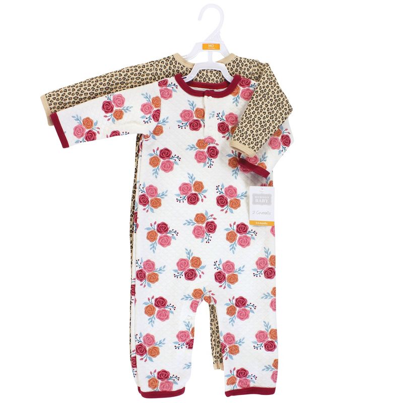 Hudson Baby Infant Girl Premium Quilted Coveralls, Autumn Rose, 3 of 6