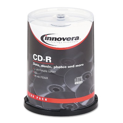 Innovera CD-R Discs Hub Printable 700MB/80min 52x Spindle Matte White 100/Pack 77815