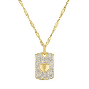 Junior Jewels 14K Gold Over Sterling Silver Cubic Zirconia Heart Tag Necklace - 1 of 2