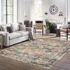Washable Area Rug, Vintage Indoor Large Floor Cover, Retro Accent Mat, Non-Slip Thin Carpet for Living Room, Bedroom, Kitchen, Office Green-Brown - 2 of 4