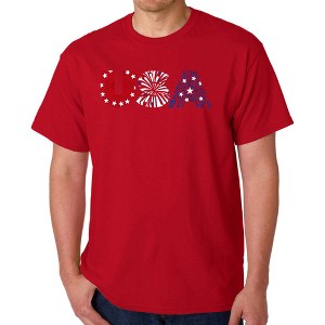 LA Pop Art USA Fireworks - Men's Word Art T-Shirt - 1 of 4