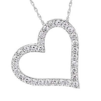 Pompeii3 1/2 ct Real Diamond Heart Shape Pendant 14k White Gold Necklace