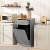 Kitchen Tilt Out Trash Bin Cabinet Free Standing Recycling Cabinet Trash Can Holder With Drawer - 3 of 4