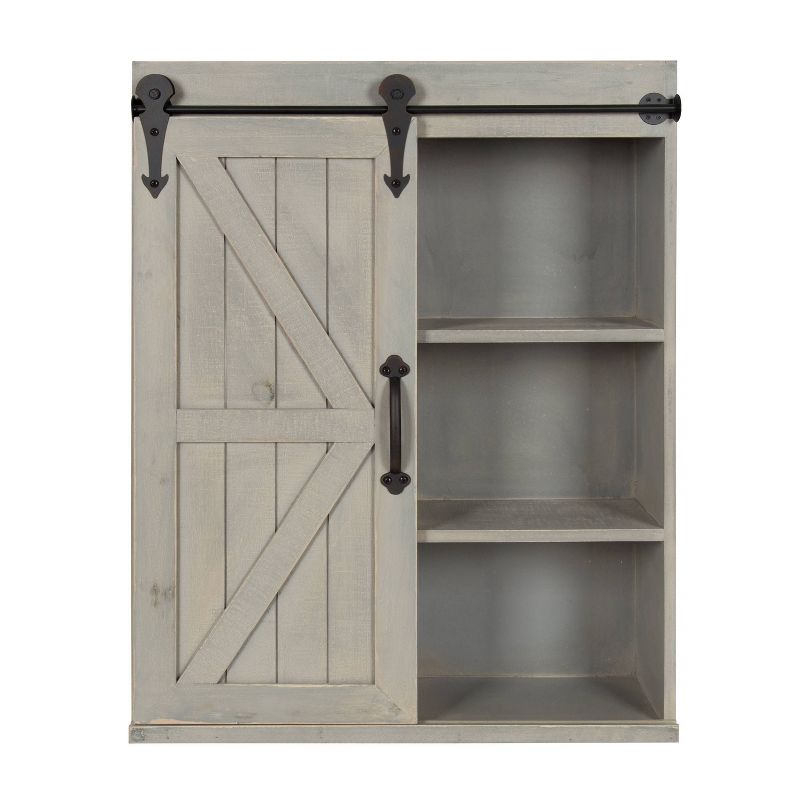 Decorative Wood Wall Storage Cabinet with Sliding Barn Door Rustic Gray - Kate &#38; Laurel All Things Decor, 3 of 11