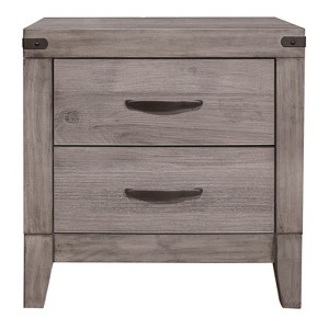 Vynxaria 1pc 2-Drawer Nightstand (Bed Side Table), Brownish Gray Finish, Melamine Laminate, Premium Wood/Engineered Wood, Black Nickel Pulls - 1 of 4