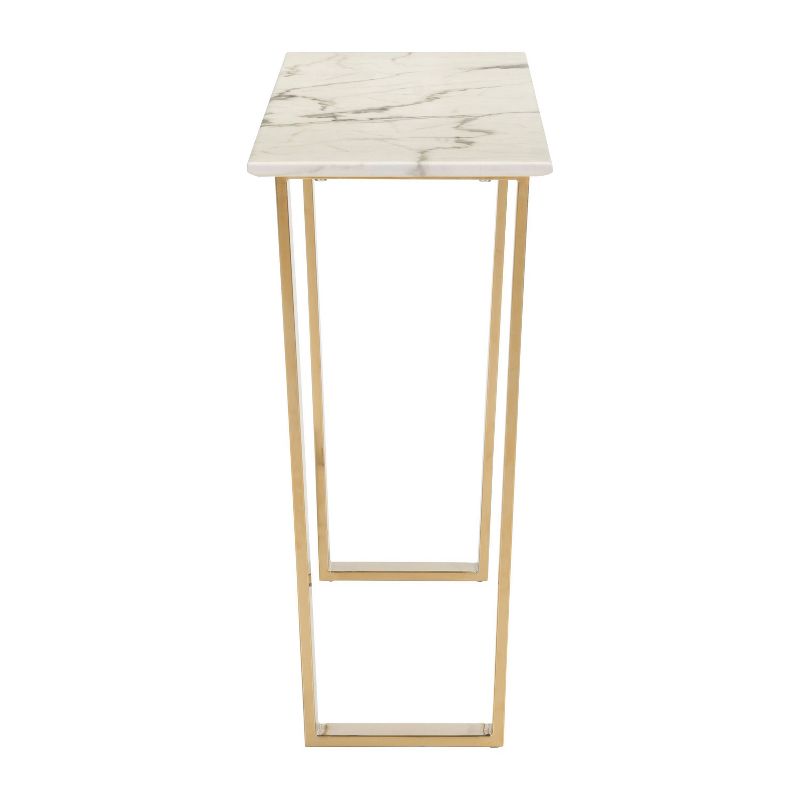 Modern Faux Marble and Stainless Steel 47" Rectangular Console Table - Stone/Gold - ZM Home, 6 of 17