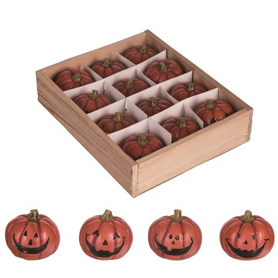 Transpac Resin 1.5 in. Orange Halloween Jack-O-Lanterns In Box Set of 12