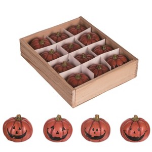 Transpac Resin 1.5 in. Orange Halloween Jack-O-Lanterns In Box Set of 12 - 1 of 2