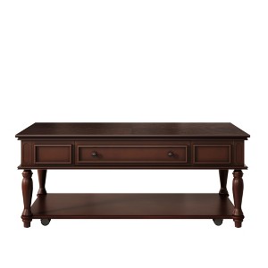 Gulches Farmhouse Coffee Table - Retro Rectangular Cocktail Table with Drawer, Lockable Wheels & Easy Assembly for Living Room - 1 of 4