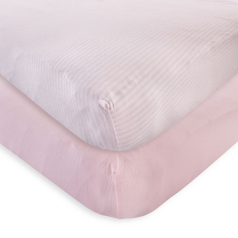 Touched by Nature Baby Girl Organic Cotton Crib Sheet, Barely Pink, One Size, 1 of 3