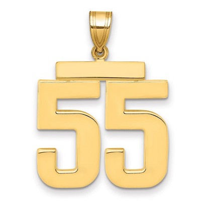 Black Bow Jewelry 14k Yellow Gold, Athletic Collection, Large Polished Number 55 Pendant