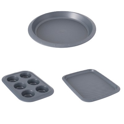 BergHOFF GEM 3Pc Bakeware Set, Cup Cake Pan, Pie Pan and Small Cookie Sheet