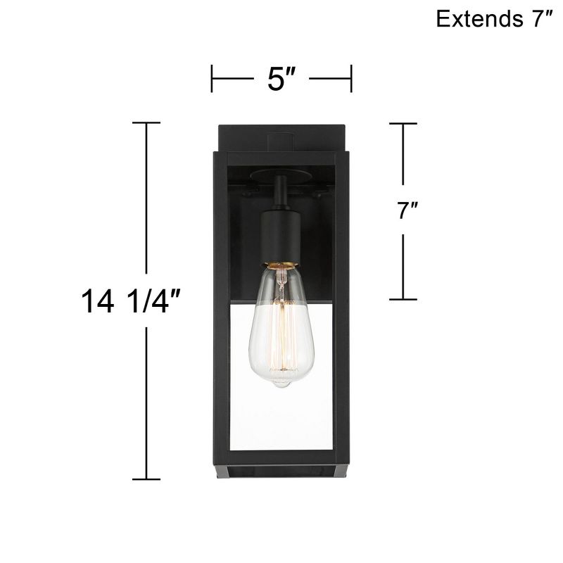 John Timberland Titan Modern Outdoor Wall Light Fixtures Set of 2 Mystic Black 14 1/4" Clear Glass for Post Exterior Barn Deck House Porch Yard Patio, 4 of 8