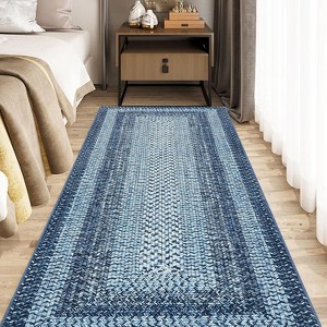 Modern Washable Area Rug, Non Slip Indoor Print Mat For Living Room Bedroom Dining Room Kitchen Enterway, Low Pile Stain Resistant Foldable Carpet - 1 of 4