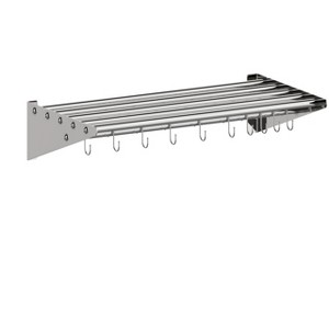 NSF Certified Stainless Steel Wall Mount Shelf, Metal Kitchen Rack with 10 S Hooks for Convenient Storage and Organization of Pots, Pans - 1 of 4