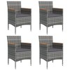 vidaXL 5 Piece Patio Dining Set with Cushions - Gray and Black, 63" Table Length, 4 Chairs - 4 of 4
