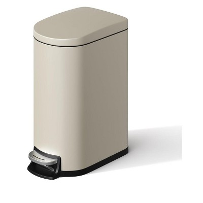 Step-On Stainless Steel Trash Can with Soft-Close Lid, 2.6 Gallon / 10L Slim Garbage Bin with Inner Bucket for Bathroom or Bedroom