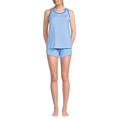 Lands' End Women's Cooling 3 Piece Pajama Set - Robe Tank and Shorts