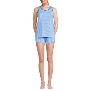 Lands' End Women's Cooling 3 Piece Pajama Set - Robe Tank and Shorts - 1 of 4