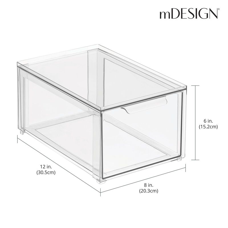 mDesign Plastic Stackable Bathroom Storage Organizer with Drawer, 4 of 10