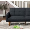80" Convertible Polyfiber Sofa Bed with Tufted Cushion and Wooden Legs for Living Room - 2 of 4