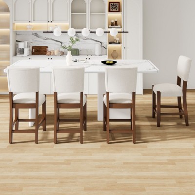 NicBex Mid-Century 40.4" Bar Stools Set of 4,Counter Stools with Backrest,Stool Chair with Solid Wood Legs,Linen Barstools for Kitchen Island