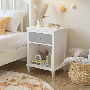 26.77''H Wooden Nightstand with One Drawer One Shelf for Kids - 1 of 4