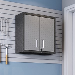 ORRD 30" Floating Garage Cabinet, Gray Wall-Mounted Storage with 2 Doors, Adjustable Shelf & Lock, Diamond Texture - 1 of 4