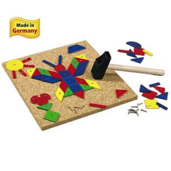 HABA Geo Shape Tack Zap Play Set - Geometric Designs with Hammer & Nails Children's Toy (Made in Germany)