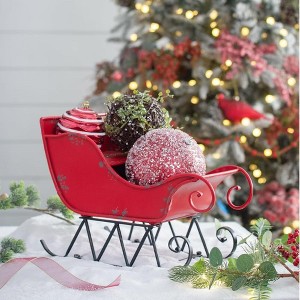 KWPZQEB Christmas Decorations Christmas - Metal Sleigh Decor, Distressed Festive Holiday Centerpiece for Home Office Party Decor - 1 of 4
