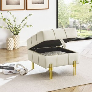 CAVINAS 22" Scratch-Resistant Leather Storage Ottoman Bench,Pet-Friendly Entryway Bench with Stainless Steel Legs,Living Room Storage Ottoman - 1 of 4