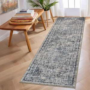 Machien Washable Area Rugs Vintage Printed Accent Carpet Non Slip Low Pile Indoor Mat Oriental Distressed Throw Rugs for Bedroom - 1 of 4