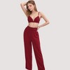 Anna-Kaci Lounge Women's 3-Piece Pajama Set with Bralette Top, Button Down Shirt, and Wide Leg Pants - 3 of 4