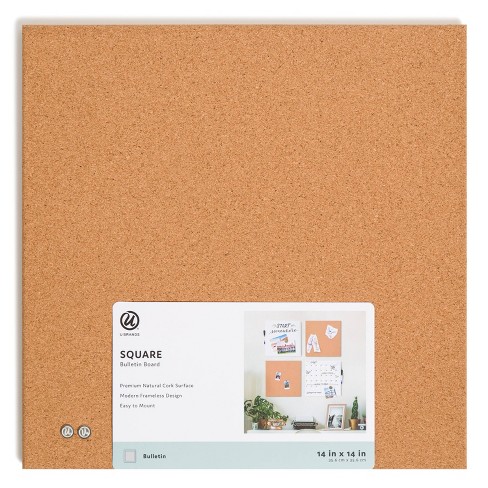 U Brands 14x14 Square Frameless Cork Board Tile
