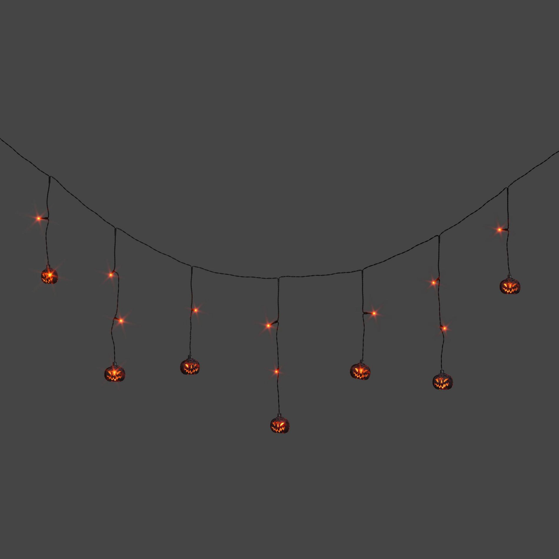 20ct Lights and 8 Icons Halloween Pumpkin Novelty Light String with Black Crackle Finish - Hyde and EEK! Boutique™