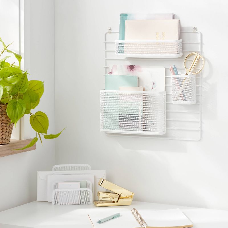 Mesh Wall Office Supply Organizer White - Brightroom&#8482;, 3 of 5