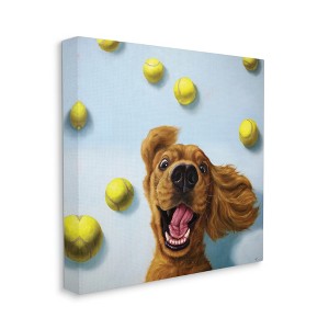 Stupell Industries Happy Smiling Pet Dog with Yellow Tennis Balls - 1 of 4