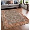 Teal And Orange Medallion Distressed Area Rug - 2 of 4