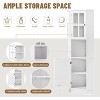 MDF Bathroom Corner Cabinet with Glass Doors, Open & Closed Storage, Adjustable Shelves, Anti-Tip Design, Space-Saving Right Angle, White - 4 of 4