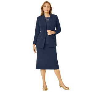 Jessica London Women's Plus Size 2-Piece Stretch Crepe Single-Breasted Skirt Suit - 1 of 4