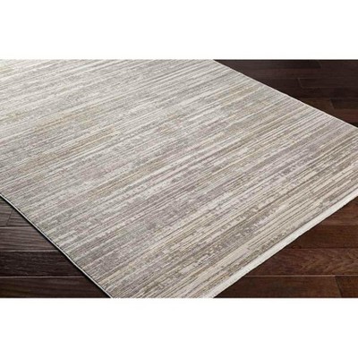 Cream and Hickory Striped Wool Blend Area Rug 8' x 10'