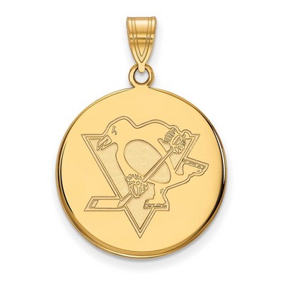 Black Bow Jewelry 10k Yellow Gold Pittsburgh Penguins NHL Large Pendant