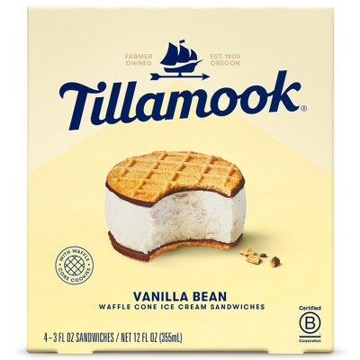 Tillamook Vanilla Bean Ice Cream Sandwich - 12 fl oz/4ct