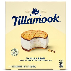 Tillamook Vanilla Bean Ice Cream Sandwich - 12 fl oz/4ct - 1 of 4