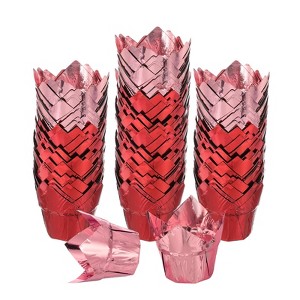 Unique Bargains Disposable Greaseproof Aluminum Foil Tulip Baking Cups 3.1 Inch 100 Pcs - 1 of 4