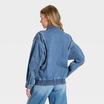 Women's Relaxed Denim Bomber Jacket - Universal Thread' Medium Wash - image 2