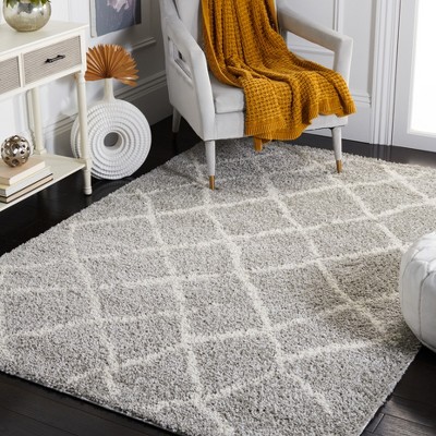 Light Grey Synthetic Shag Area Rug 3' x 5'