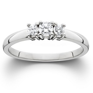 Pompeii3 1/4ct White Gold Three Stone Diamond Engagement Ring - 1 of 4