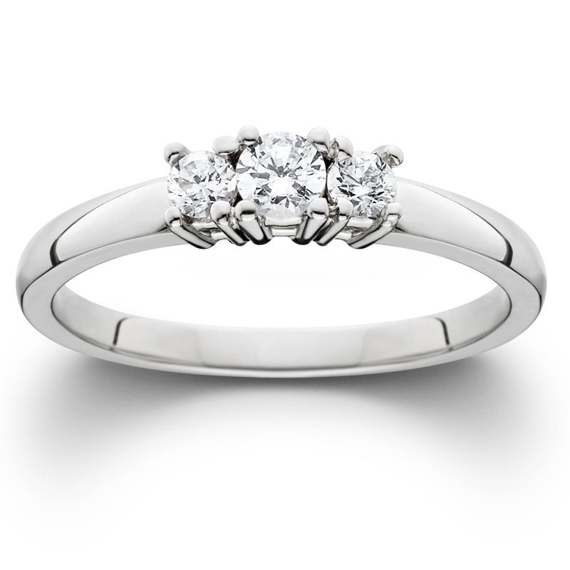 Pompeii3 1/4 Ct Three Stone Lab Created Diamond Engagement Ring 10k White Gold, 1 of 6