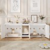 Modern Wooden Hidden Double Litter Box Enclosure Furniture with Soft Cushion ,Cat Washroom - 2 of 4